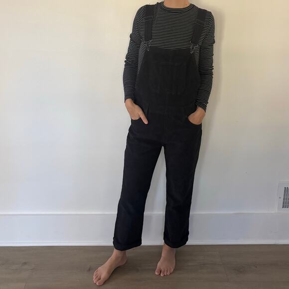 Lucky Brand Black Corduroy Overalls Ankle Crop XS - Picture 2 of 11